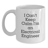 Funny Electrical Engineer Gifts for Men - I Can't Keep Calm White Coffee Mug, Christmas Unique Presents from Friends - Main